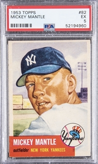 1953 Topps #82 Mickey Mantle Card – PSA EX 5